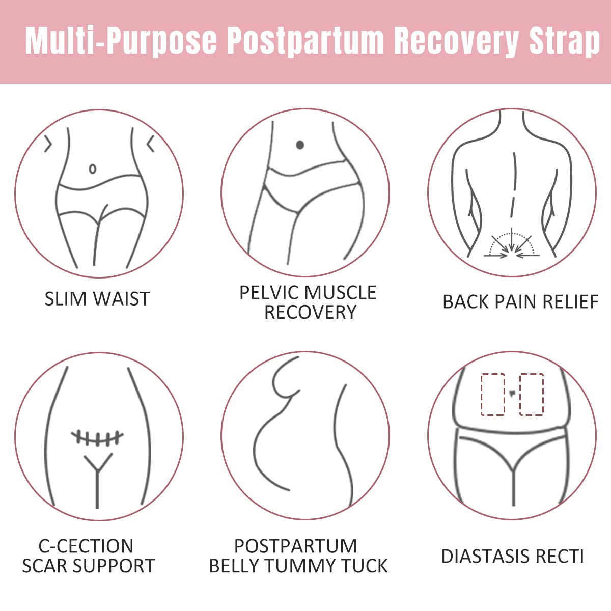Hip Mall 3 In 1 Postpartum Belly Band Wrap - Abdominal Binder Post Surgery C Section Compression Girdle Belt - After Birth Recovery Support - Postnatal Pelvis Waist Trainer Slimming Shapewear Body Shaper