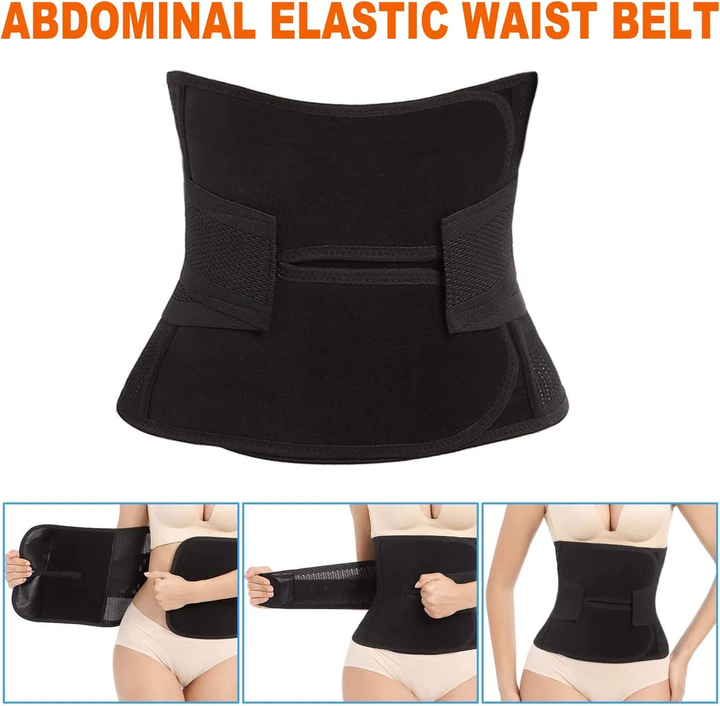 Hip Mall Postpartum Belly Band,C Section Belly Binder,Abdominal Binder Post Surgery Girdle,Tummy Tuck Compression Wrap Waist Trainer Black