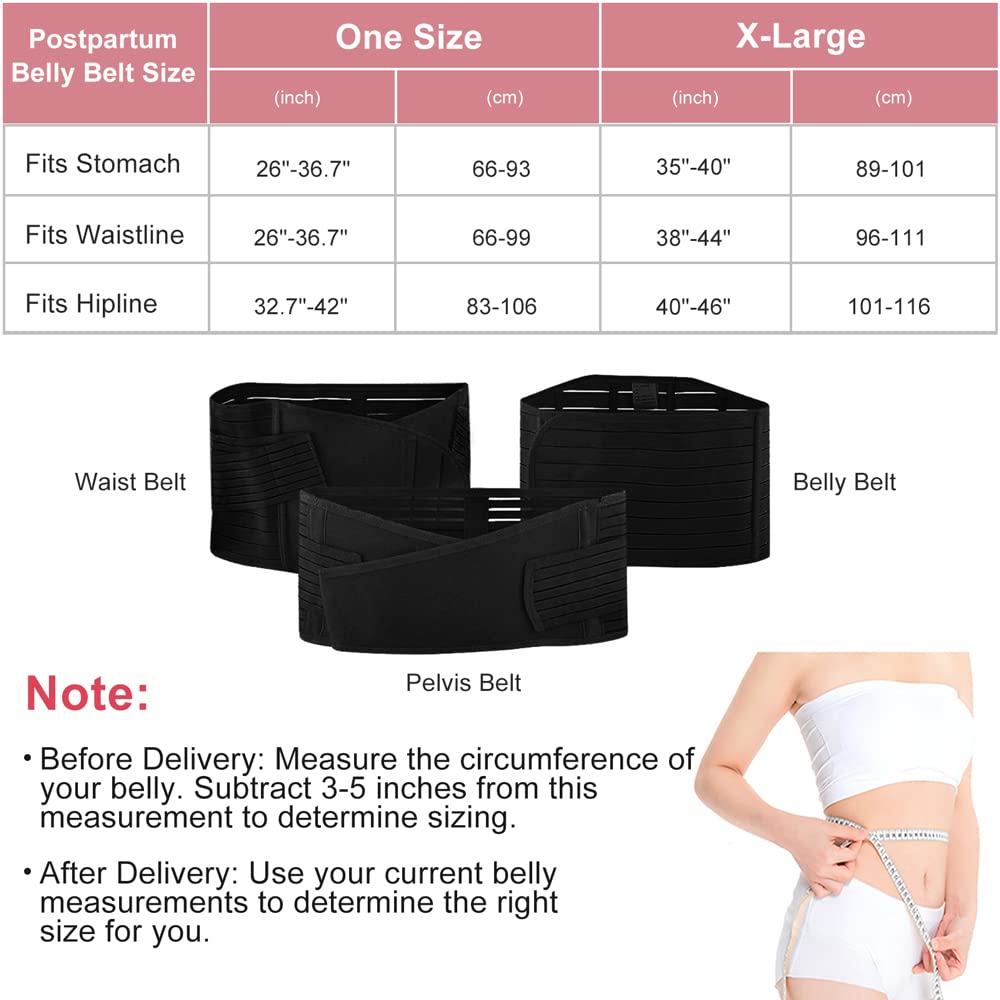 Hip Mall 3 in 1 Postpartum Girdle Support Recovery Belly Wrap Postnatal C Section Belt Black