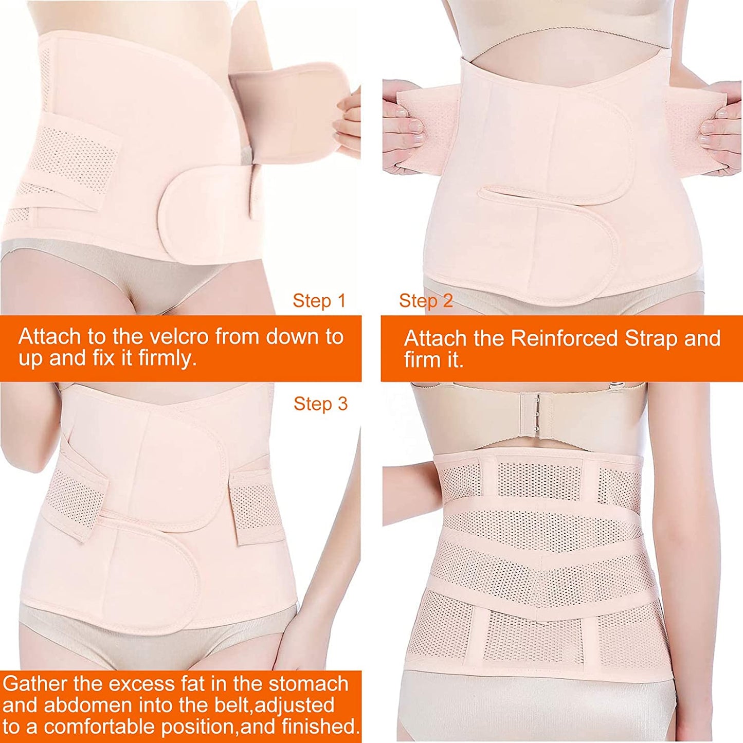 Hip Mall Women Postpartum Girdle Corset Recovery Belly Band Wrap Belt Nude Small
